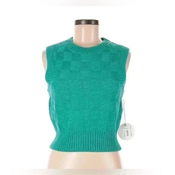 STAUD Matching Set Dunes Checkered Mini Skirt Sweater Vest Sleeveless Top M $390 - Picture 7 of 13